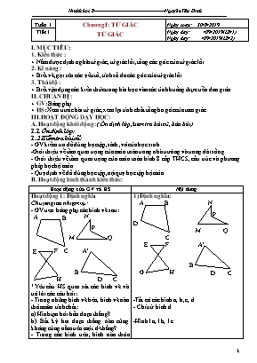 Giáo án Hình học Lớp 8 - Chương trình học kỳ I - Năm học 2018-2019